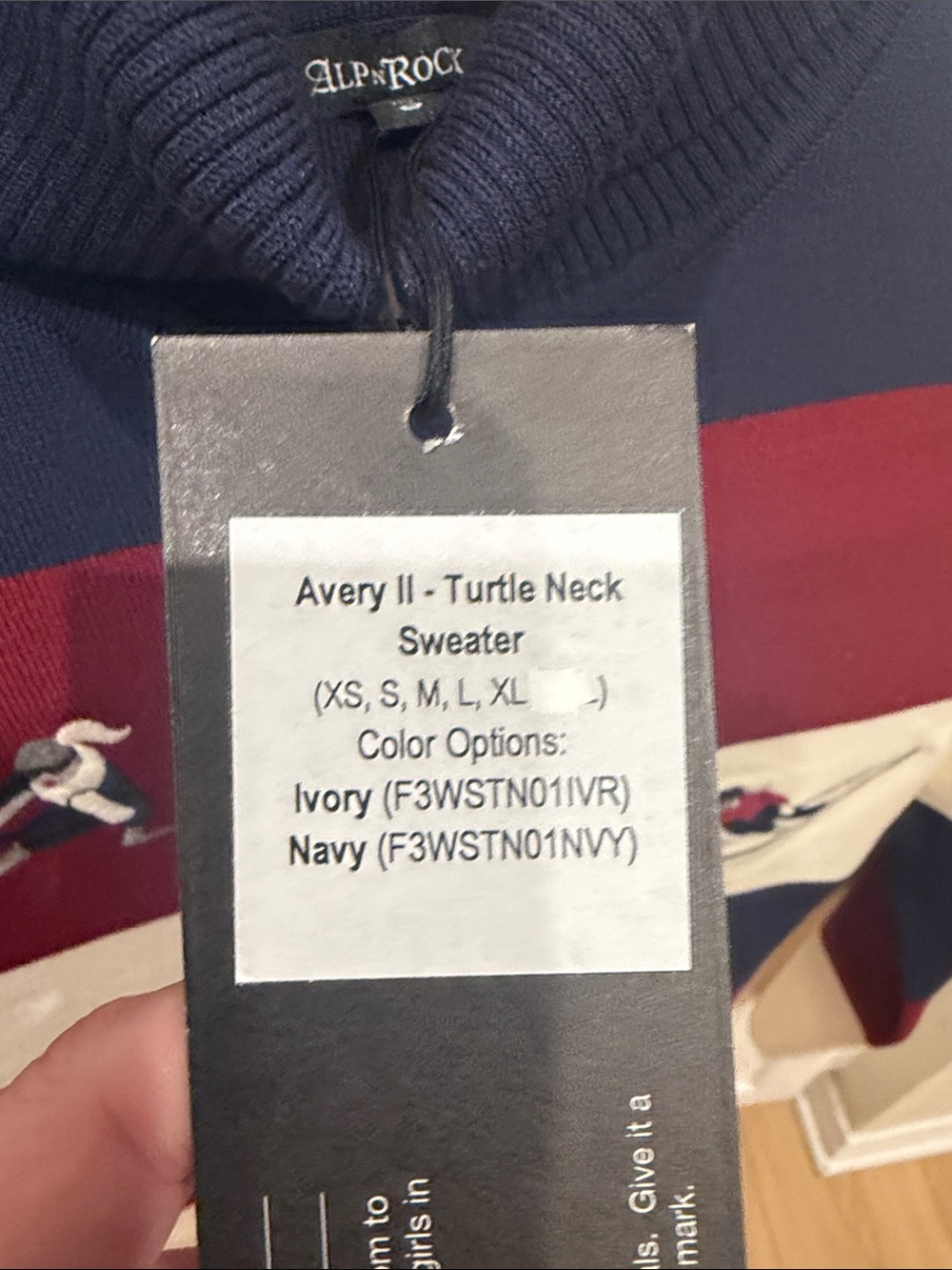 Alp N Rock Navy, Red & Cream Ski-Motif Turtleneck Sweater - Picture 2 of 6